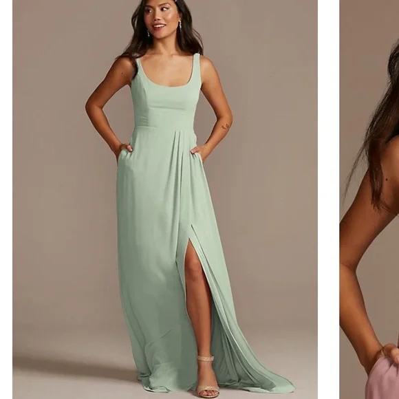 David's Bridal | Dresses | Chiffon Tank Scoop Neck Bridesmaid Dress Davids  Bridal Xs